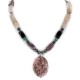 Certified Authentic Navajo .925 Sterling Silver Natural Turquoise Hematite Charoite Agate and Black Onyx Native American Necklace 15868-20