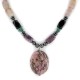 Certified Authentic Navajo .925 Sterling Silver Natural Turquoise Hematite Charoite Agate and Black Onyx Native American Necklace 15868-20