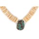 Certified Authentic Navajo .925 Sterling Silver Natural Graduated Melon Shell with Turquoise Native American Necklace 17081-1