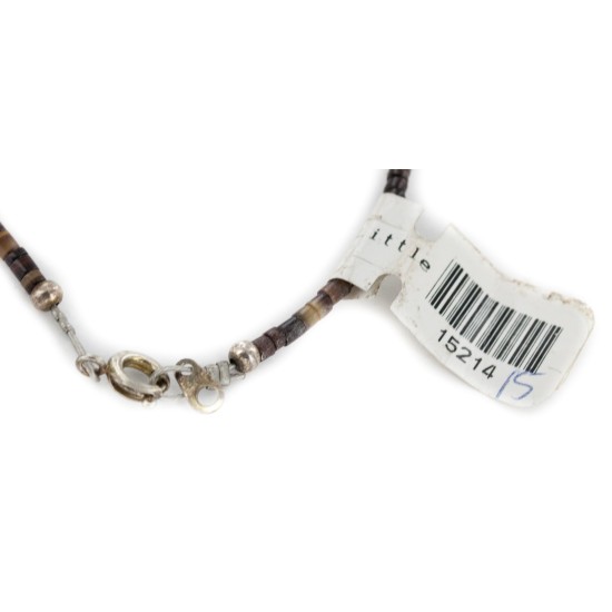Certified Authentic Navajo .925 Sterling Silver Composite Gaspeite Native American Necklace 15214-15