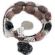 Bear Certified Authentic Navajo .925 Sterling Silver Natural Black Onyx Charoite and Snowflake Obsidian Native American Necklace 15632-41