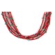 5 Strand Certified Authentic Navajo .925 Sterling Silver Coral and Natural Turquoise Native American Necklace  25278-78