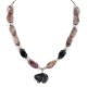 Bear Certified Authentic Navajo .925 Sterling Silver Natural Black Onyx Charoite and Snowflake Obsidian Native American Necklace 15632-41