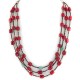 Certified Authentic 3 Strand Navajo .925 Sterling Silver Coral and Natural Turquoise Native American Necklace 15774-3