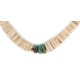 Certified Authentic .925 Sterling Silver Navajo Natural Graduated Melon Shell Turquoise Native American Necklace  15560-6