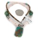Certified Authentic Navajo .925 Sterling Silver Natural Graduated Melon Shell and Turquoise Native American Necklace  17081-5
