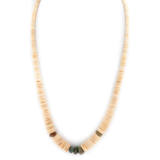 Certified Authentic Navajo .925 Sterling Silver Natural Graduated Melon Shell Turquoise Native American Necklace  17081-3