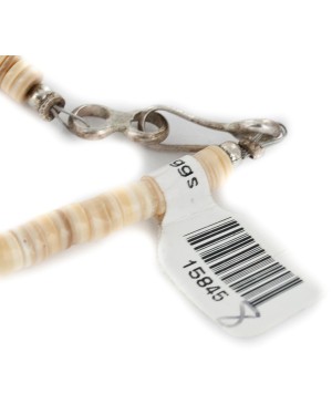 Certified Authentic Navajo .925 Sterling Silver Natural Turquoise Graduated Melon Shell and Heishi Native American Necklace 15845-8 Certified Authentic Navajo .925 Sterling Silver Natural Turquoise Graduated Melon Shell and Heishi Native American Necklace 15845-8