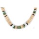 Certified Authentic Navajo .925 Sterling Silver Natural Turquoise Graduated Melon Shell and Heishi Native American Necklace 15845-8
