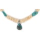 Certified Authentic Navajo .925 Sterling Silver Natural Turquoise Graduated Melon Shell Native American Necklace 15213-337