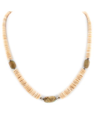 Certified Authentic Navajo .925 Sterling Silver Natural Turquoise Graduated Melon Shell Native American Necklace 15213-7 Certified Authentic Navajo .925 Sterling Silver Natural Turquoise Graduated Melon Shell Native American Necklace 15213-7