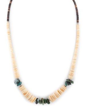 Certified Authentic Navajo .925 Sterling Silver Natural Turquoise Graduated Melon Shell Native American Necklace 15432-113 Certified Authentic Navajo .925 Sterling Silver Natural Turquoise Graduated Melon Shell Native American Necklace 15432-113
