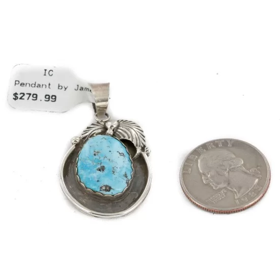 .925 Sterling Silver Handmade Navajo Natural Turquoise Native American Pendant 25299-5 .925 Sterling Silver Handmade Navajo Natural Turquoise Native American Pendant 25299-5