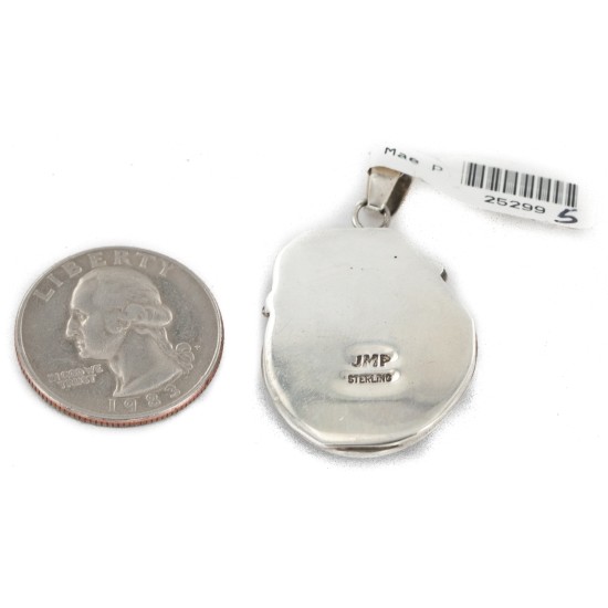 Certified Authentic .925 Sterling Silver Handmade Navajo Natural Turquoise Native American Pendant 25299-5