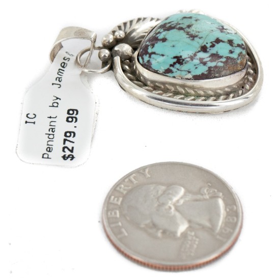 Certified Authentic Handmade .925 Sterling Silver Navajo Natural Turquoise Native American Pendant 25299-2