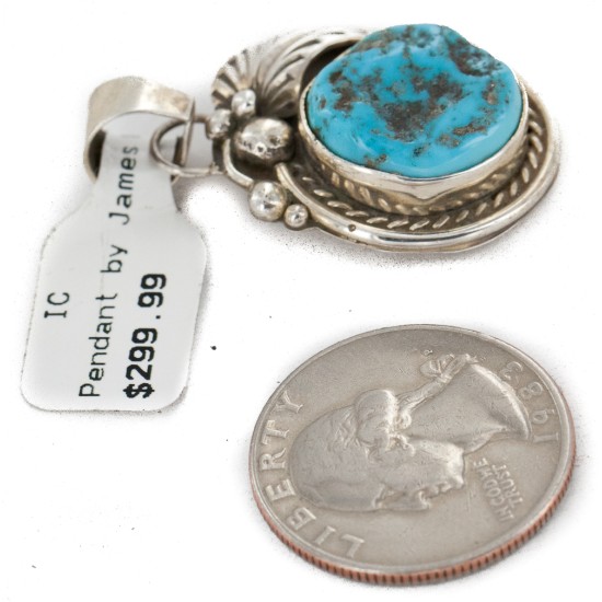 Certified Authentic .925 Sterling Silver Handmade Navajo Natural Turquoise Native American Pendant 25298-3 Certified Authentic .925 Sterling Silver Handmade Navajo Natural Turquoise Native American Pendant 25298-3