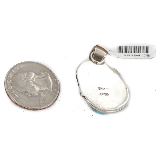 Certified Authentic .925 Sterling Silver Handmade Navajo Natural Turquoise Native American Pendant 25298-3 Certified Authentic .925 Sterling Silver Handmade Navajo Natural Turquoise Native American Pendant 25298-3
