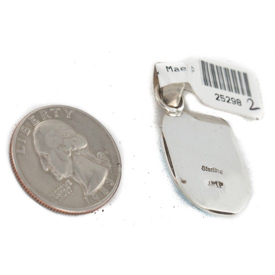 Certified Authentic .925 Sterling Silver Handmade Navajo Natural Turquoise Native American Pendant 25298-2