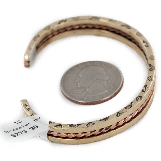 Kokopelli Navajo .925 Sterling Silver Handmade Certified Authentic Pure Copper Brass Native American Bracelet 13008-3