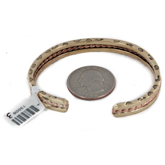 Kokopelli Navajo .925 Sterling Silver Handmade Certified Authentic Pure Copper Brass Native American Bracelet 13008-3