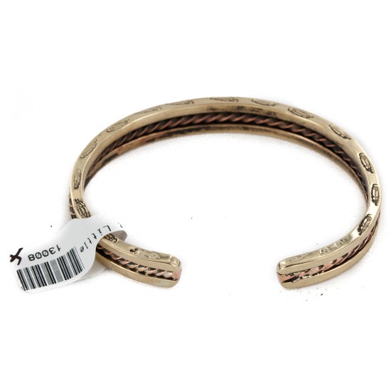 Navajo Feather Handmade Certified Authentic Pure Copper Brass Native American Bracelet 13008-4