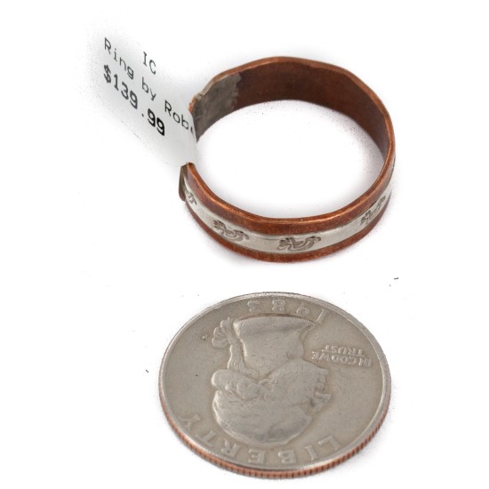 .925 Sterling Silver Pure Copper Handmade Certified Authentic Navajo Kokopelli Native American Ring 17068