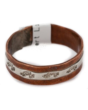 .925 Sterling Silver Pure Copper Handmade Certified Authentic Navajo Kokopelli Native American Ring 17068