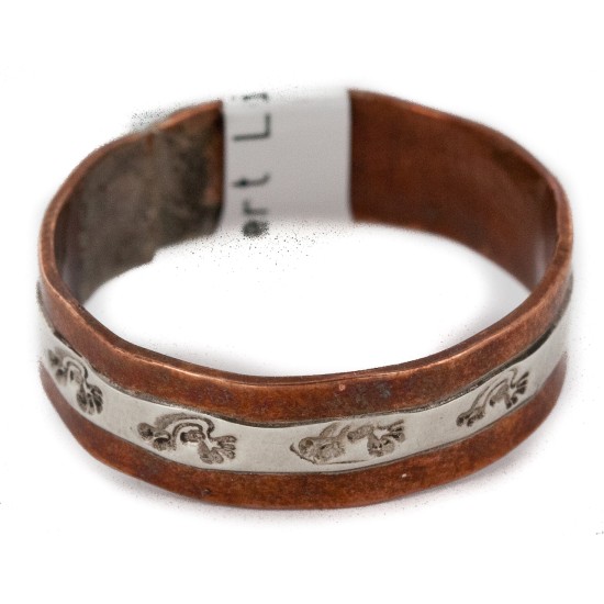 .925 Sterling Silver Pure Copper Handmade Certified Authentic Navajo Kokopelli Native American Ring 17068
