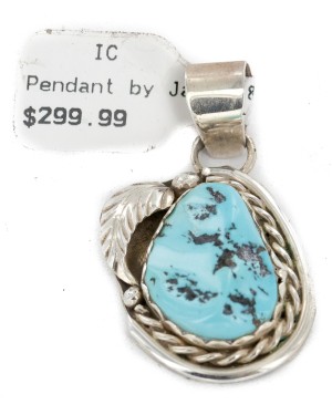Certified Authentic .925 Sterling Silver Handmade Navajo Natural Turquoise Native American Pendant 25298-2 Certified Authentic .925 Sterling Silver Handmade Navajo Natural Turquoise Native American Pendant 25298-2