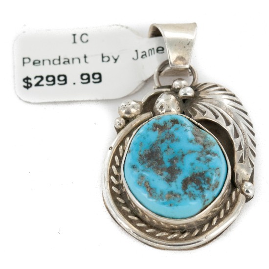 Certified Authentic .925 Sterling Silver Handmade Navajo Natural Turquoise Native American Pendant 25298-3 Certified Authentic .925 Sterling Silver Handmade Navajo Natural Turquoise Native American Pendant 25298-3
