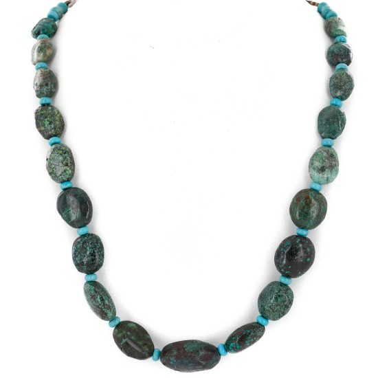 Certified Authentic Navajo .925 Sterling Silver Natural Spiderweb Turquoise Native American Necklace 15213-301