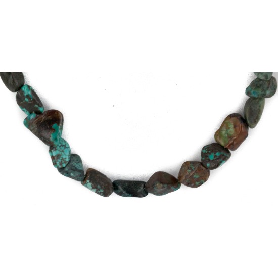 Certified Authentic Navajo .925 Sterling Silver Natural Turquoise Native American Necklace 15341-130