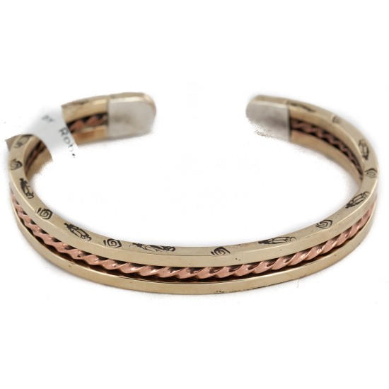 Feather Navajo Handmade Certified Authentic Pure Copper Brass Native American Bracelet 13008-2