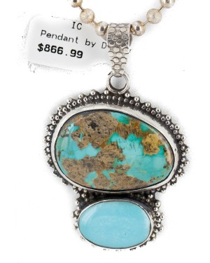 Handmade .925 Sterling Silver Natural Turquoise and Turquoise Native American Necklace 24478-1