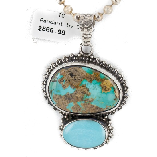 Handmade .925 Sterling Silver Natural Turquoise and Turquoise Native American Necklace 24478-1