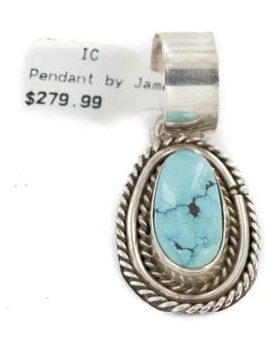 Handmade Certified Authentic .925 Sterling Silver Navajo Natural Turquoise Native American Pendant  25299-3