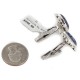 Handmade Certified Authentic Navajo .925 Sterling Silver Natural Lapis Native American Cuff Links 19126