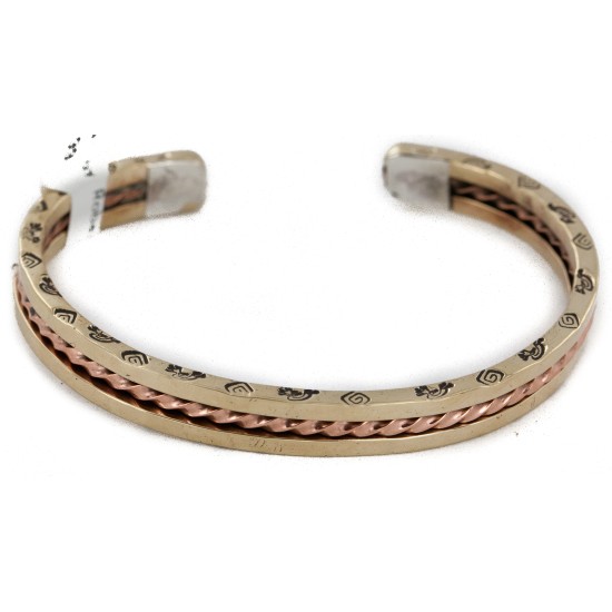 Kokopelli Navajo .925 Sterling Silver Handmade Certified Authentic Pure Copper Brass Native American Bracelet 13008-3