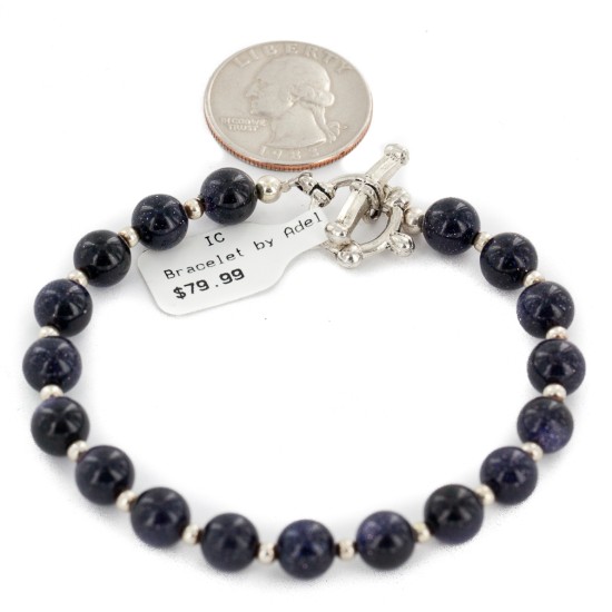 Certified Authentic Navajo Nickel Natural Purple Goldstone Native American Bracelet 13039-15