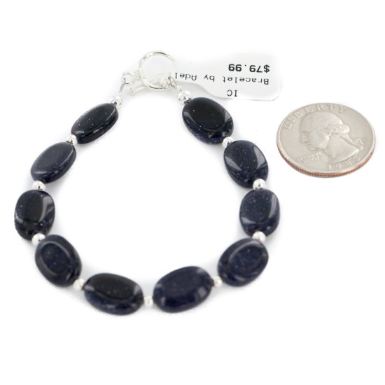Certified Authentic Nickel Navajo Natural Purple Goldstone Native American Bracelet 13039-8