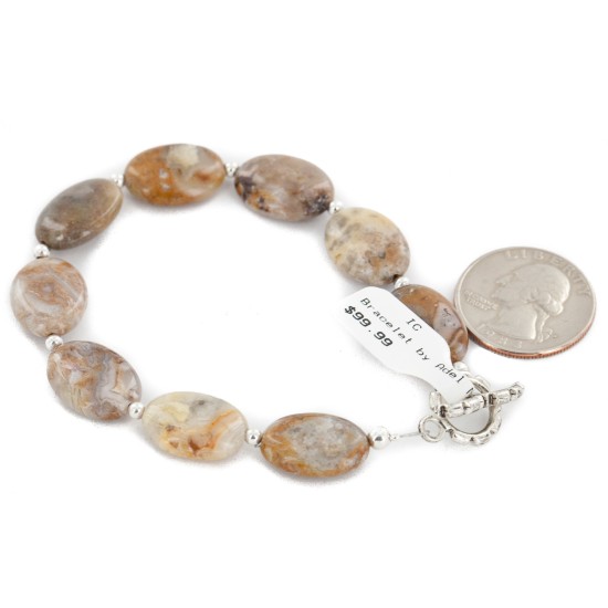 Nickel Certified Authentic Navajo Natural Jasper Native American Bracelet 13043-5