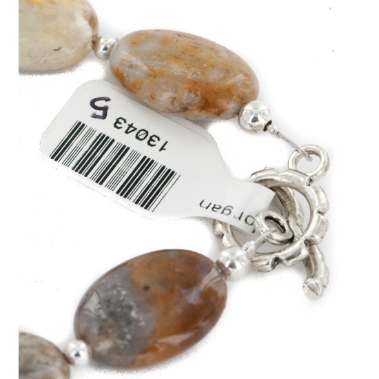 Nickel Certified Authentic Navajo Natural Jasper Native American Bracelet 13043-5