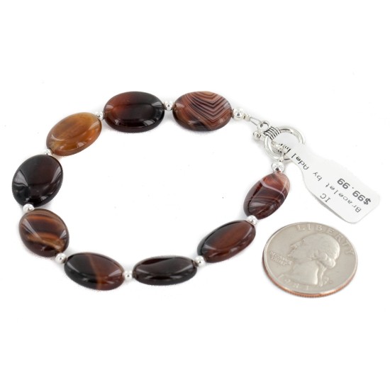 Nickel Certified Authentic Navajo Natural Agate Native American Bracelet 13043-6 Nickel Certified Authentic Navajo Natural Agate Native American Bracelet 13043-6