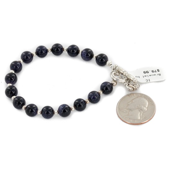 Nickel Certified Authentic Navajo Natural Purple Goldstone Native American Bracelet 13039-9