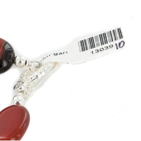 Certified Authentic Nickel Navajo Natural Carnelian Native American Bracelet 13039-10