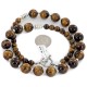 Certified Authentic Navajo Nickel Natural Tigers Eye Native American Necklace 25332