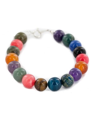 Certified Authentic Navajo .925 Sterling Silver Natural Carnelian Tigers Eye Amethyst Jade Native American Bracelet 13038-21