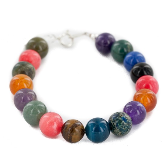 Certified Authentic Navajo .925 Sterling Silver Natural Carnelian Tigers Eye Amethyst Jade Native American Bracelet 13038-21