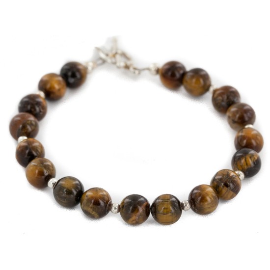 Certified Authentic Navajo .925 Sterling Silver Natural Tigers Eye Native American Bracelet 13039-2