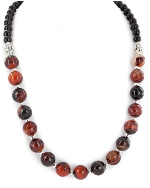 Certified Authentic Navajo Nickel Natural Carnelian Native American Necklace 25329
